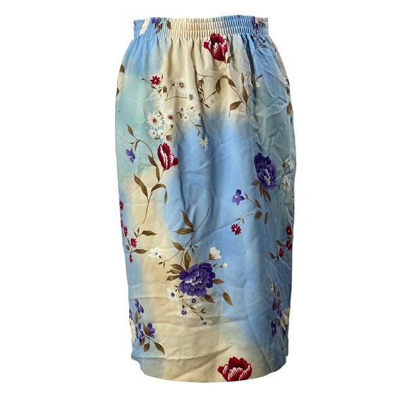 Dresses & Skirts - Vintage Style Floral Midi Skirt Elastic Waist Plus Size 1X coastal grandmacore